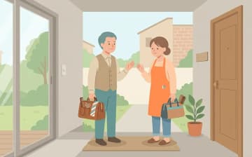 訪問美容と訪問理容の違い（対応できる施術の違い）を表すイラスト