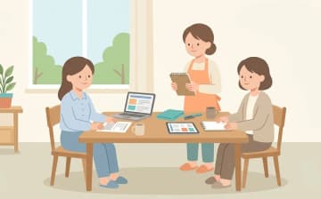 ケアマネジャー・施設スタッフとの連携を表すイラスト