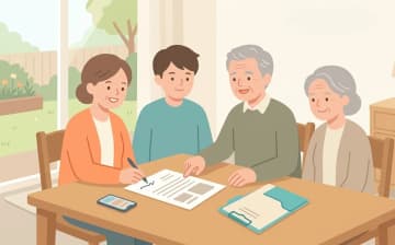 家族が訪問理美容を予約するときの確認ポイントを表すイラスト