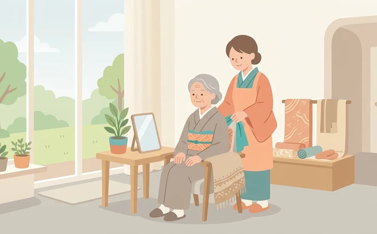 着付け・冠婚葬祭時の出張対応を表すイラスト
