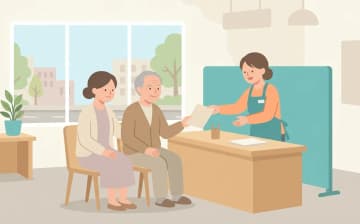 自治体の訪問理美容支援を確認する方法を表すイラスト