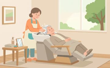 洗髪・ヘッドスパを訪問で依頼するときのポイントを表すイラスト