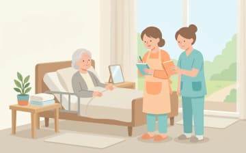 寝たきり・車椅子・認知症の方への対応可否の確認方法を表すイラスト