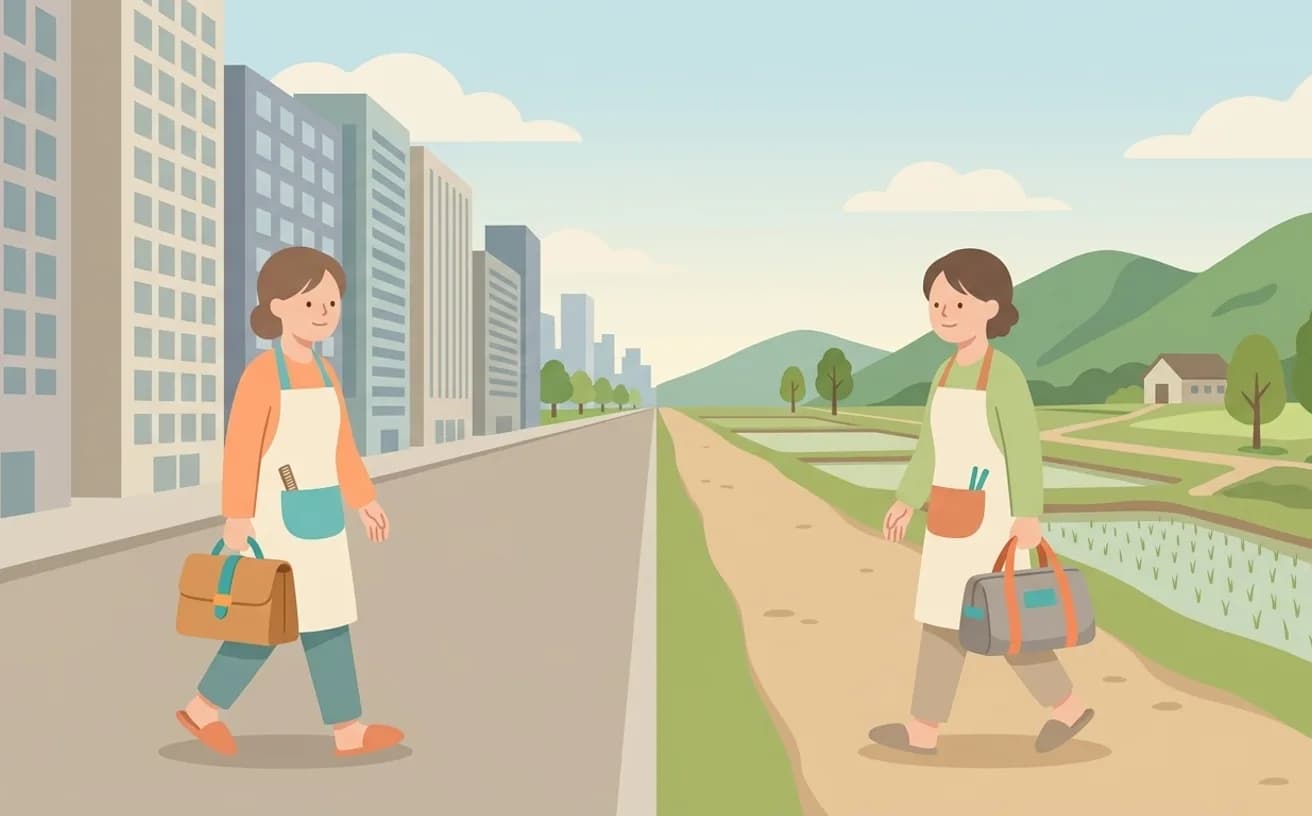 都市部と地方で事業者数・対応エリアがどう違うかを表すイラスト