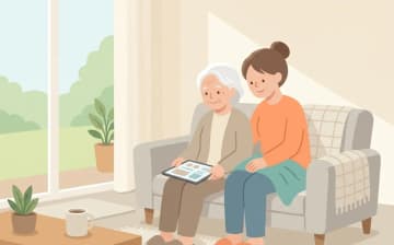 介護りびようさーちの使い方ガイドを表すイラスト
