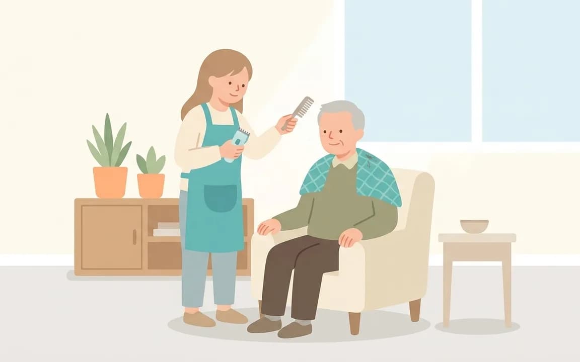 訪問理容（訪問理容師によるカット等）のイメージイラスト