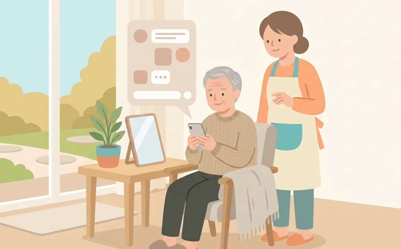 AIに訪問理美容を相談する使い方を表すイラスト